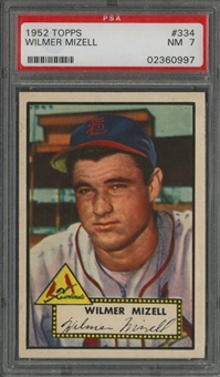 1952 Topps #334 Wilmer Mizell Rookie Card - PSA NM 7